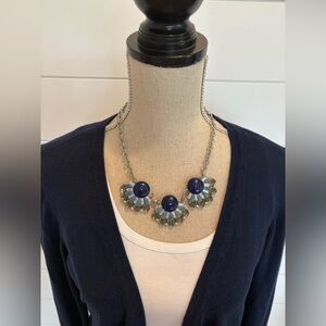 Elegant Silver and Blue Chunky Necklace